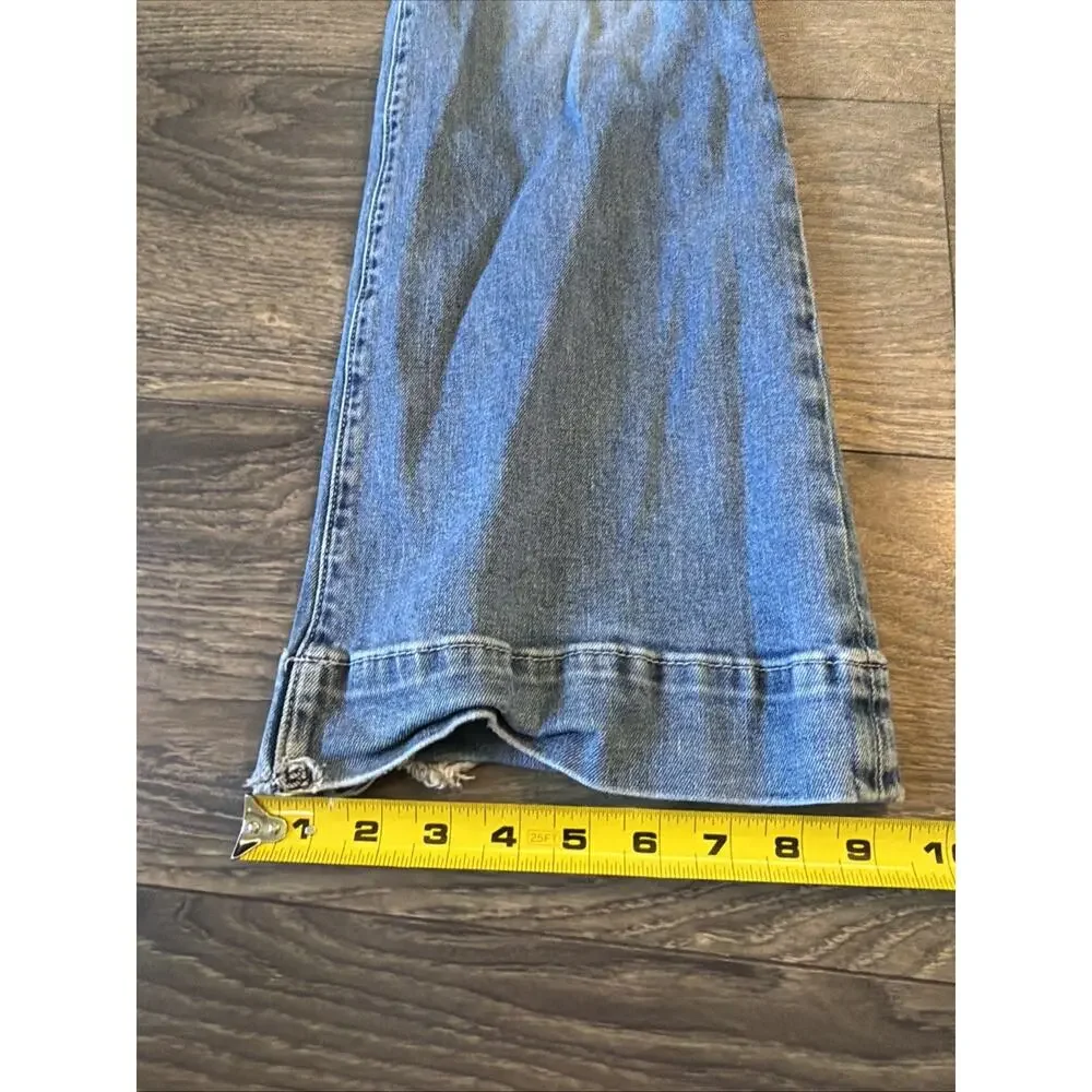 Vintage Y2K Wrangler Flare Jeans Women Sz 30x34 Light Wash Distressed Thrash Hem - Picture 10 of 12